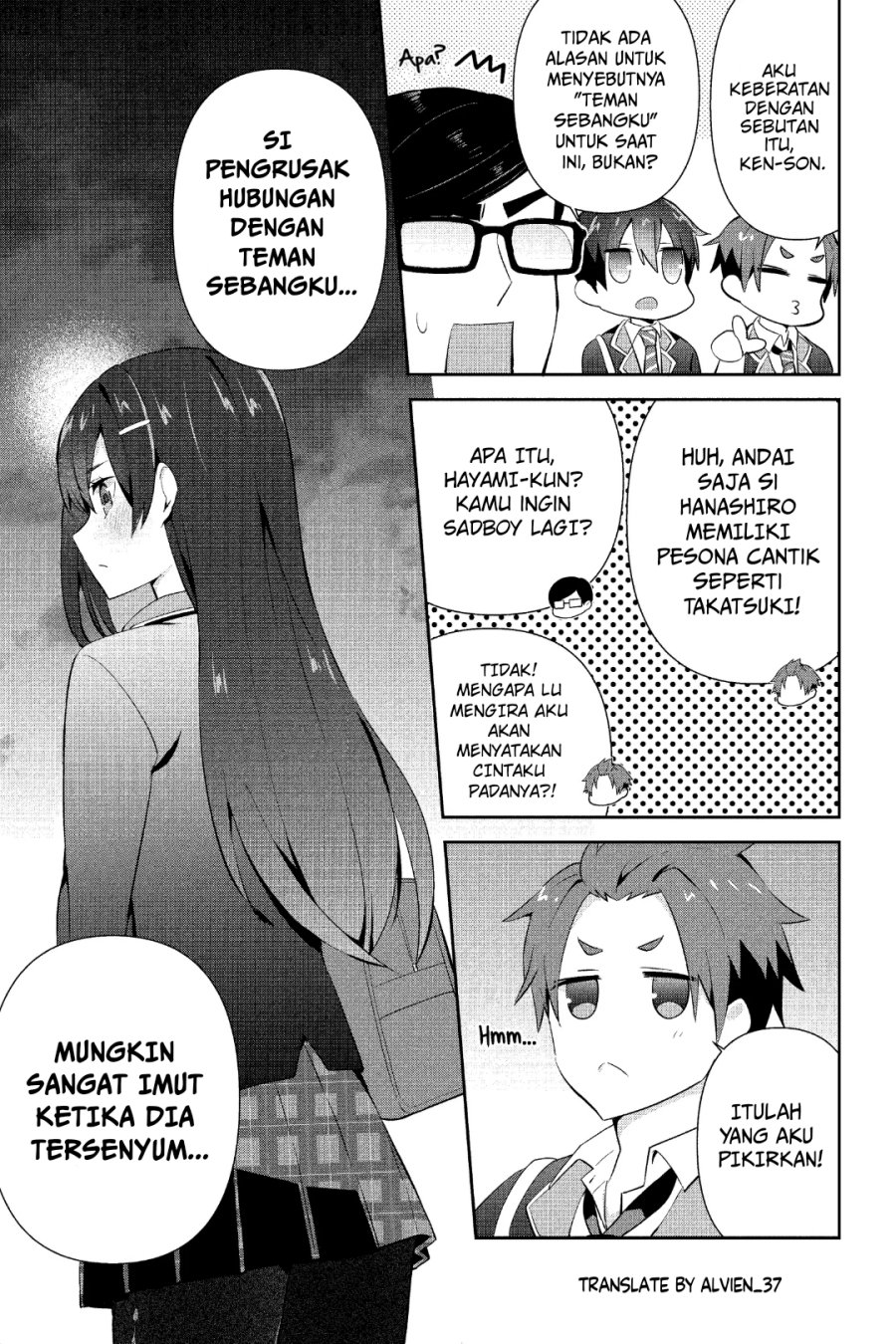 The Cute Girl Sitting Next to Me Is Trying to Make Me Fall in Love With Her as a Way to Ridicule Me Chapter 11 Bahasa Indonesia